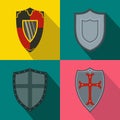 Shields banners set, flat style