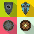 Shields banners set, flat style