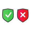Shields and check marks icons set Royalty Free Stock Photo