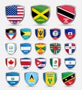 Shields with flags of the countries of North America