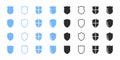 Shields icons set. Blue and black shields icons. Vector scalable graphics