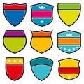 Shields icons set. Colorful vector collection.