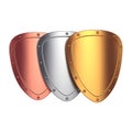 Shields isolated on white background, 3D rendering Royalty Free Stock Photo
