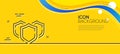Shields line icon. Privacy secure sign. Minimal line yellow banner. Vector