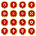 Shields set icon red circle set Royalty Free Stock Photo