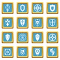 Shields set icons azure Royalty Free Stock Photo