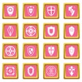 Shields set icons pink Royalty Free Stock Photo