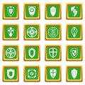 Shields set icons set green Royalty Free Stock Photo