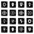 Shields set set icons, grunge style Royalty Free Stock Photo