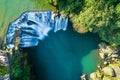 Shifen Waterfall Aerial View - Famous nature landscape of Taiwan, shot in Pingxi District, New Taipei, Taiwan. Royalty Free Stock Photo