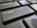 Shift button on computer keyboard with copy space. Royalty Free Stock Photo