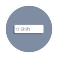 shift button icon in badge style. One of web collection icon can be used for UI, UX
