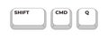 Shift CMD Q grayscale keyboard hotkey Royalty Free Stock Photo