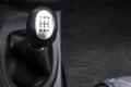 the shift lever manual gearbox closeup Royalty Free Stock Photo