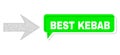 Shifted Best Kebab Green Phrase Frame and Mesh Network Arrow Right