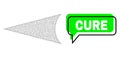 Shifted Cure Green Text Cloud and Mesh Wireframe Arrowhead Left