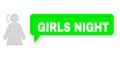 Misplaced Girls Night Green Text Balloon and Mesh 2D Calling Woman