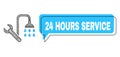 Shifted 24 Hours Service Speech Balloon and Linear Plumbing Icon