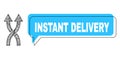 Shifted Instant Delivery Message Balloon and Net Mesh Shuffle Arrows Up Icon