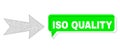 Shifted ISO Quality Green Chat Balloon and Mesh Wireframe Arrow Right