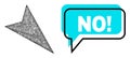 Shifted No! Message Bubble and Net Mesh Arrowhead Right-Down Icon Royalty Free Stock Photo