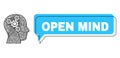 Shifted Open Mind Message Bubble and Hatched Brain Mechanics Icon