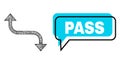 Shifted Pass Chat Cloud and Net Opposite Bend Arrow Icon