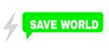 Shifted Save World Green Text Frame and Mesh Network Electricity