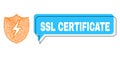 Shifted SSL Certificate Conversation Balloon and Net Electric Shield Icon