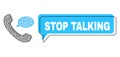 Shifted Stop Talking Speech Cloud and Linear Phone Message Icon