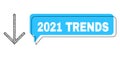 Shifted 2021 Trends Message Cloud and Hatched Arrow Down Icon