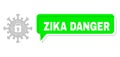 Shifted Zika Danger Green Chat Balloon and Mesh Wireframe Covid Lockdown