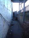 Alleyway in one point perspective view