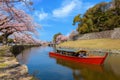 Hikone Castle Yakatabune Cruise is a sightseeing tour around the castle moat in a reconstructed boat Royalty Free Stock Photo