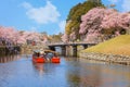 Hikone Castle Yakatabune Cruise is a sightseeing tour around the castle moat in a reconstructed boat Royalty Free Stock Photo