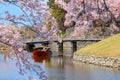 Hikone Castle Yakatabune Cruise is a sightseeing tour around the castle moat in a reconstructed boat Royalty Free Stock Photo