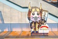 Mitsunari-kun is the official mascot of the Nagahama Sengoku Taiga Furusato-haku expo Royalty Free Stock Photo