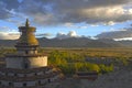 Shigatse monastery at sunsnet. Tibet