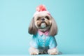 shih tzu in a cute pet outfit after a grooming session