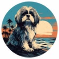 Shih Tzu Silhouettes At Sunset: California Dog Stickers