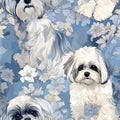 Shih tzu watercolor Patterns design. AI Generated