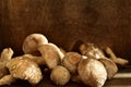 shiitake mushroom Lentinula Edodes on a wooden table Royalty Free Stock Photo