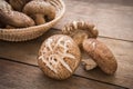 Shiitake mushroom on wooden table Royalty Free Stock Photo