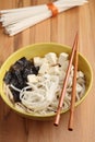Shiitake, pasta, and tofu soup Royalty Free Stock Photo