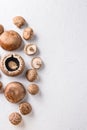 Shiitake and portobello  mushrooms set on white background. Top view space for text Royalty Free Stock Photo