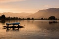 Shikara boats on Dal Lake with Sunset Dal Lake in Srinagar Jammu and Kashmir