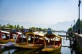 Shikara wooden boat found on Dal Lake in Jammu and Kashmir, India