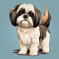 Shike Shih Tzu Puppy Cartoon Illustration Vector