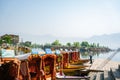 Shikhara wooden boat found on Dal Lake in Jammu and Kashmir, India