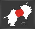 Shikoku map of Japan with Japanese national flag illustration Royalty Free Stock Photo